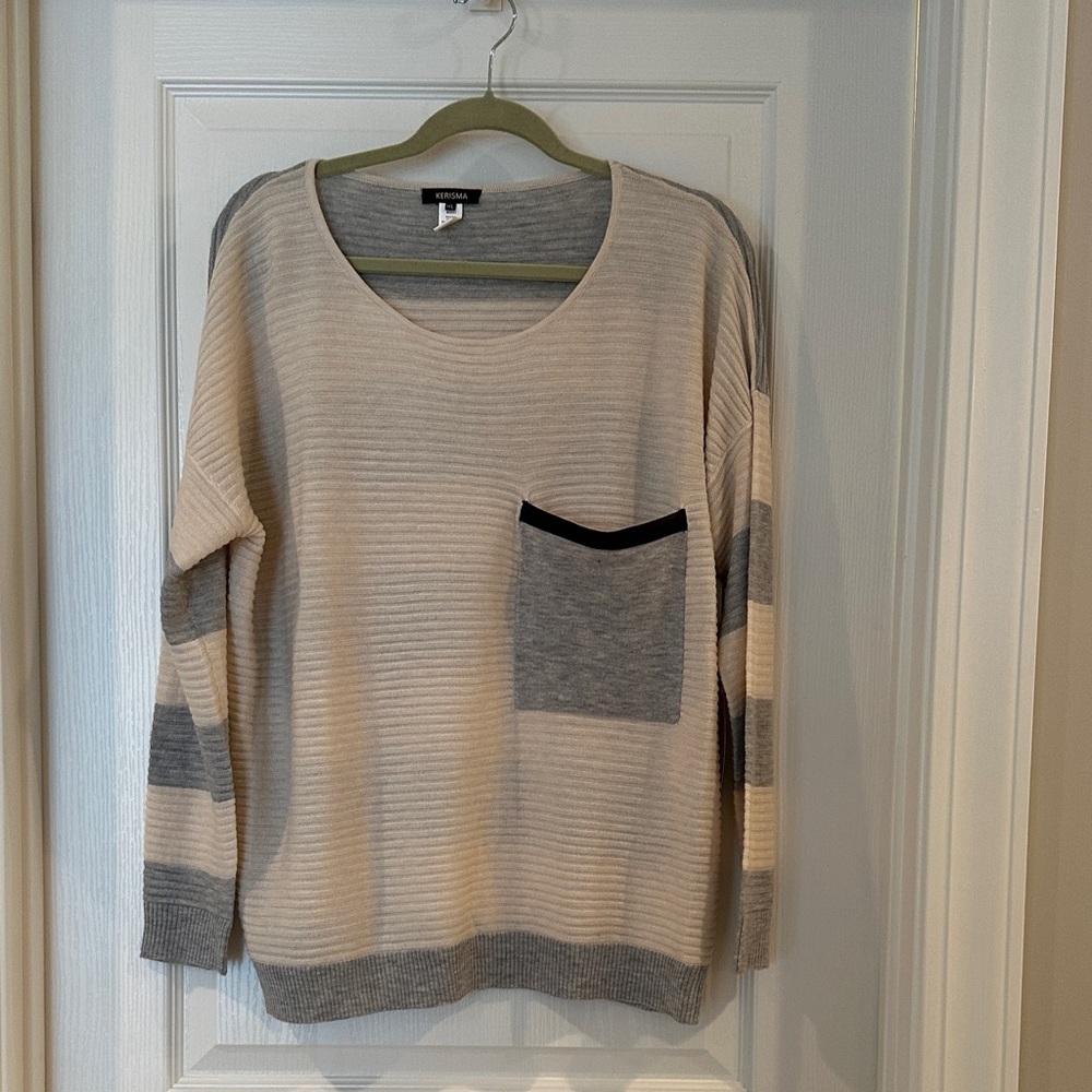 Kerisma Gray and Cream Striped Sweater